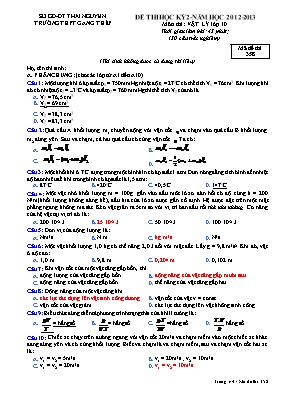 Đề kiểm tra học kì II Vật lí lớp 10 - Mã đề 358 - Năm học 2012-2013 - Trường THPT Gang Thép